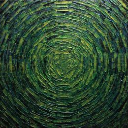 Gemälde, Éclat concentrique vert émeraude, Jonathan Pradillon