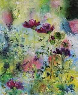 Gemälde, Carmin - Champs de fleurs, Fabienne Dalgarno
