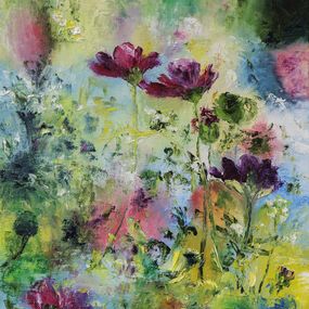 Gemälde, Carmin - Champs de fleurs, Fabienne Dalgarno