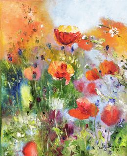 Gemälde, Des coquelicots - Champs de fleurs sauvages, Fabienne Dalgarno