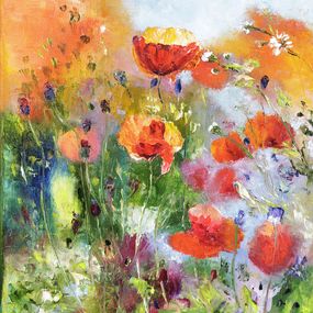 Gemälde, Des coquelicots - Champs de fleurs sauvages, Fabienne Dalgarno