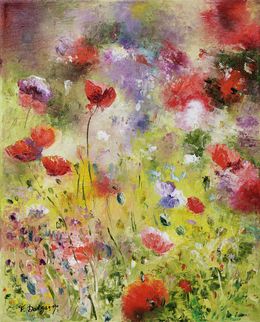 Gemälde, Petits coquelicots - Champs de fleurs éphémères, Fabienne Dalgarno
