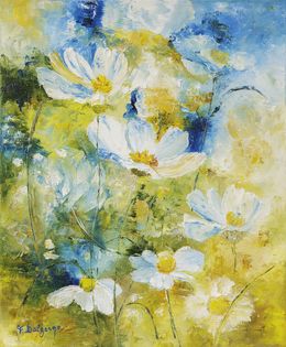 Gemälde, Cosmos Blancs - Champs de fleurs, Fabienne Dalgarno