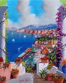 Gemälde, Vertical window on the gulf - Sorrento Italy painting, Silvio Valli