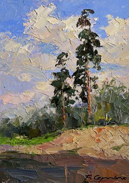 Gemälde, Sand cliff by the river, Boris Serdyuk