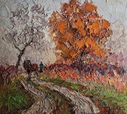 Gemälde, A horse is walking along the path, Boris Serdyuk