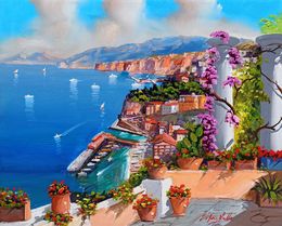 Painting, Pointview on the gulf - Sorrento Italy painting, Silvio Valli