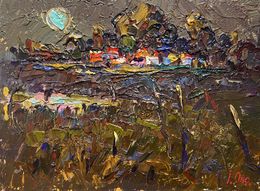 Gemälde, Evening silence in the village, Ivanyuk Oleksiy