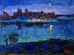 Peinture, Moon over the river, Oksana Ivanyuk
