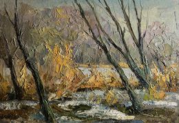 Gemälde, The first snow fell, Boris Serdyuk
