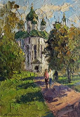Gemälde, Morning near the temple, Boris Serdyuk