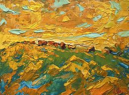 Gemälde, Yellow sunset in the field, Ivanyuk Oleksiy