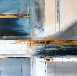 Peinture, Geometrical abstraction gold blue, Tatiana Malinovscaia