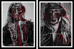 Fotografien, Diane K and, Toni Garnn II, Diptych. Intervened by the artists, Hunter & Gatti