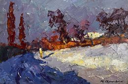 Gemälde, Sunny day in winter, Boris Serdyuk