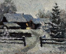 Gemälde, Winter courtyard, Boris Serdyuk