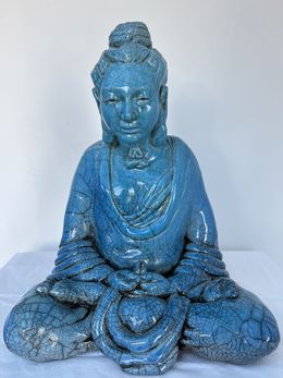 Sculpture, Bouddha du verbe, assis en lotus, Brigitte De Cesco