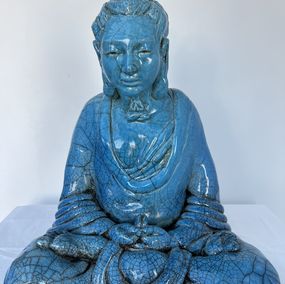 Sculpture, Bouddha du verbe, assis en lotus, Brigitte De Cesco