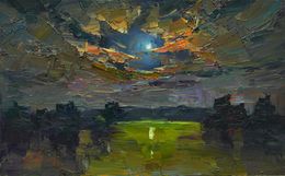 Peinture, Moonrise by the lake, Serhii Cherniakovskyi