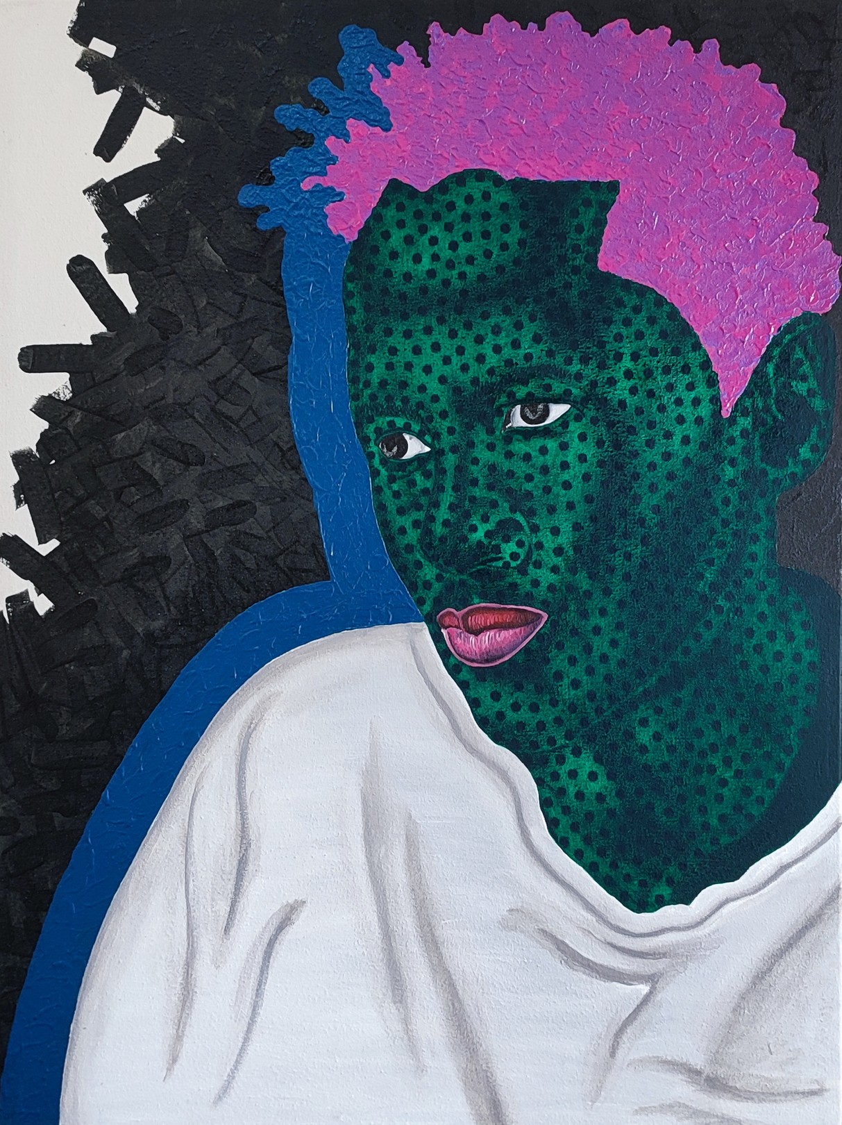 Makama John, Despair - 21st Century, Contemporary, Figurative, Floral, Men Love, Dotted Green Makama John, Despair - 21st Century, Contemporary, Figurative, Floral, Men Love, Dotted Green