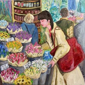 Peinture, Marché des Fleurs, ShuJie Wang