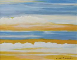 Painting, Lumière dans les nuages - Paysage celeste, Sophie Penicaud