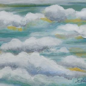 Painting, Ciel cotonneux - Paysage celeste, Sophie Penicaud