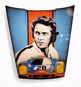Sculpture, Steve Mcqueen drives Porsche, Edu Danesi