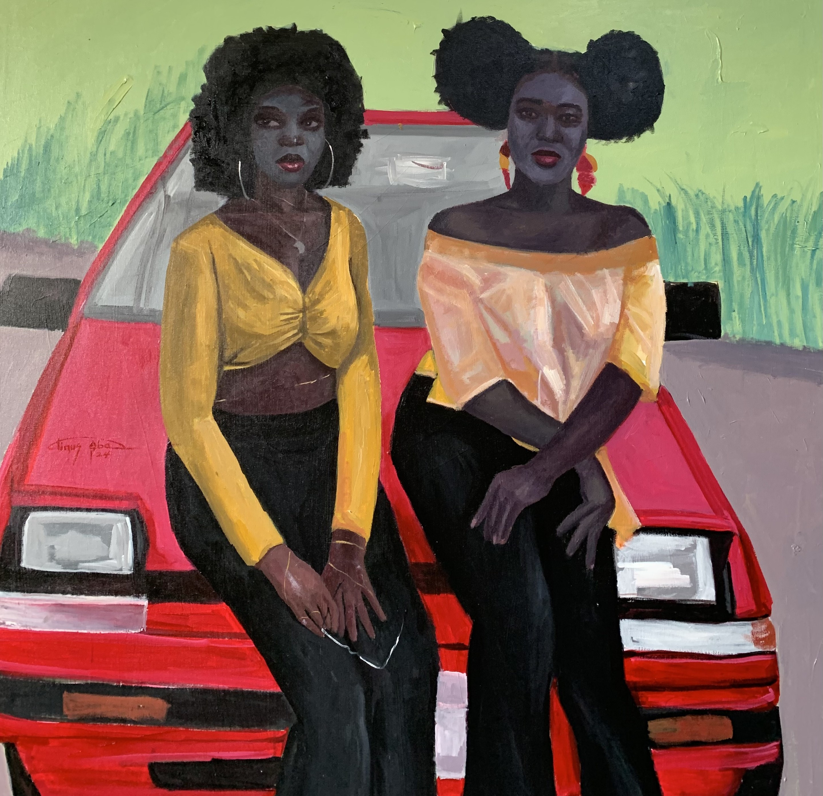 Aba Linus, 100 Miles Away - 21st Century. Contemporary, Figurative, Modern, Women, Love Car Aba Linus, 100 Miles Away - 21st Century. Contemporary, Figurative, Modern, Women, Love Car