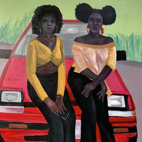 Painting, 100 Miles Away - 21st Century. Contemporary, Figurative, Modern, Women, Love Car, Aba Linus