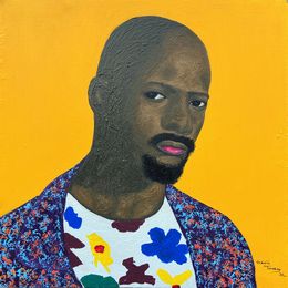 Gemälde, Never Say Die - 21st Century Contemporary, Figurative Portrait, Africa Men Modern, Olaniyi Timothy