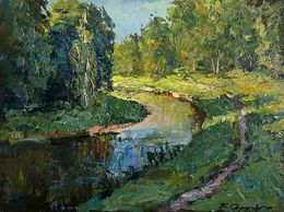 Painting, Forest along the river, Boris Serdyuk