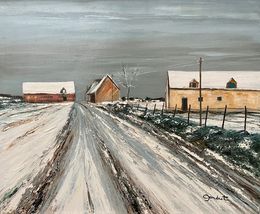Gemälde, Neige sur la ferme en Normandie réf : CPBD1084, Lucien Gondret