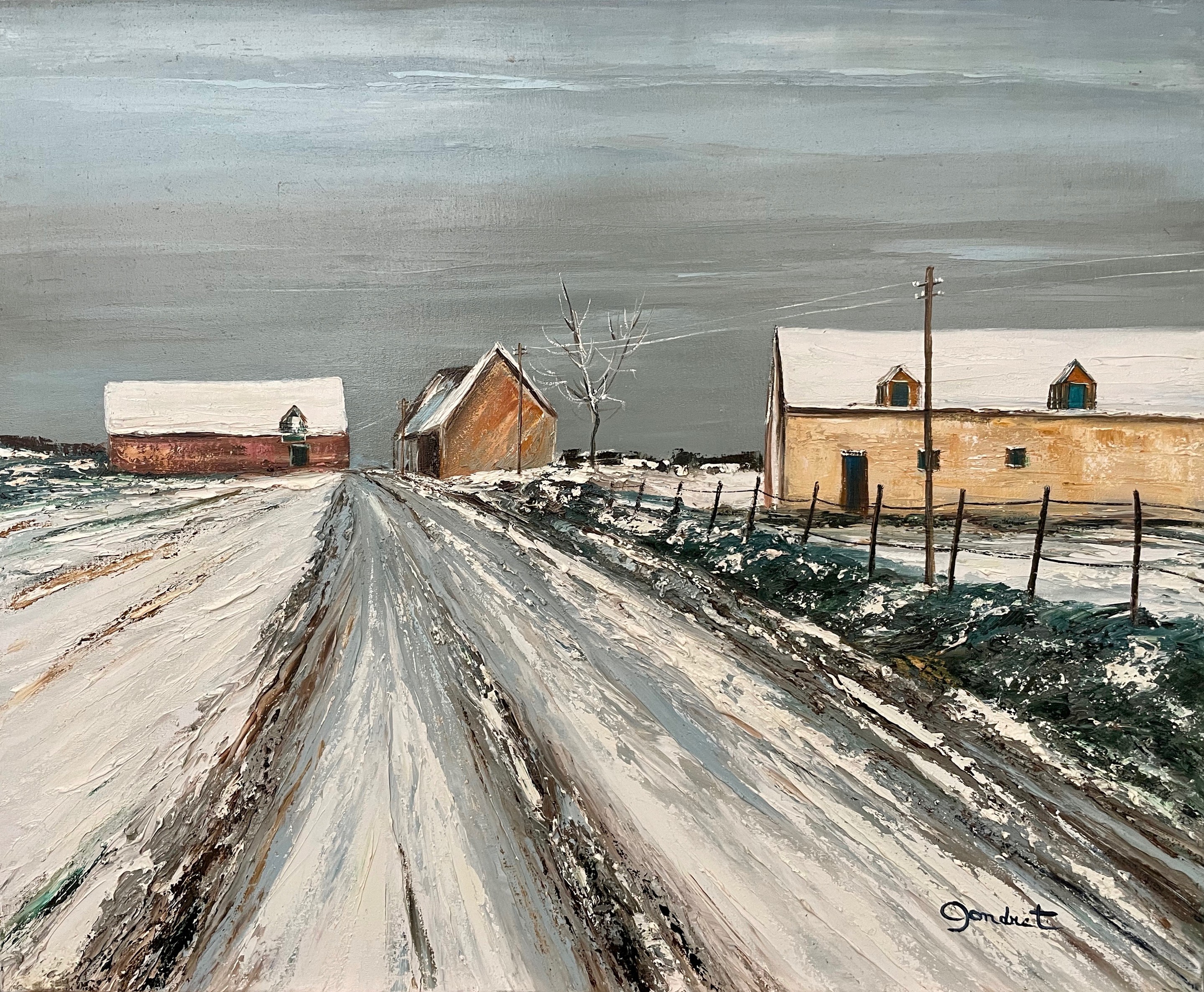 Lucien Gondret, Neige sur la ferme en Normandie réf : CPBD1084 Lucien Gondret, Neige sur la ferme en Normandie réf : CPBD1084
