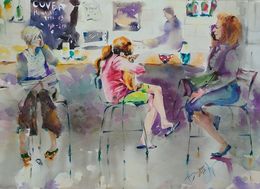 Gemälde, A table du coin / Série "Vie citadine", Nadia Bodnar