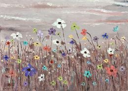 Peinture, Flower field and garden in brown, ShuJie Wang