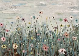 Peinture, Flower field in pale green, ShuJie Wang