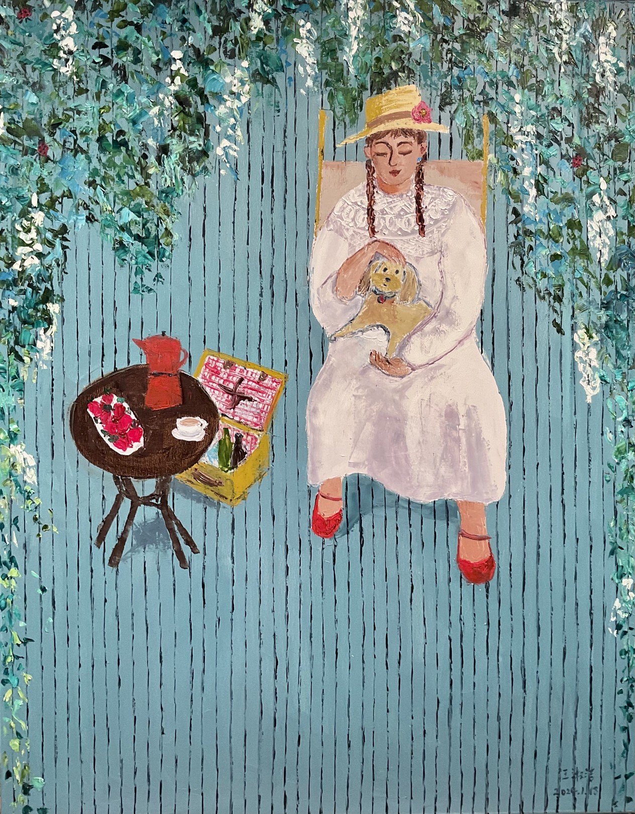 ShuJie Wang, Jeune Femme avec son Chien ShuJie Wang, Jeune Femme avec son Chien