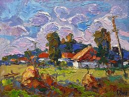 Gemälde, Quiet village street, Oksana Ivanyuk