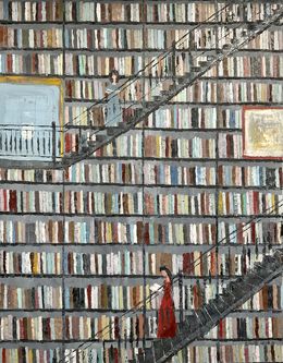 Peinture, Bibliothèque en gris, ShuJie Wang
