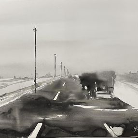 Gemälde, Tormenta de arena carretera a Jeddah, Ramon Rivero de Aguilar