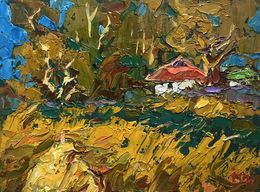 Gemälde, Evening is coming in the village, Ivanyuk Oleksiy