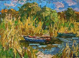 Gemälde, Boats on the shore, Ivanyuk Oleksiy