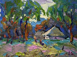 Gemälde, Early morning in the village, Oksana Ivanyuk