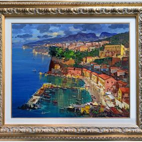 Painting, Evening on the gulf horizontal version - Sorrento Italy painting & frame, Vincenzo Somma