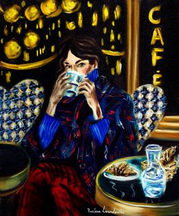 Painting, Woman at a Parisian Terrace, Ruslana Levandovska