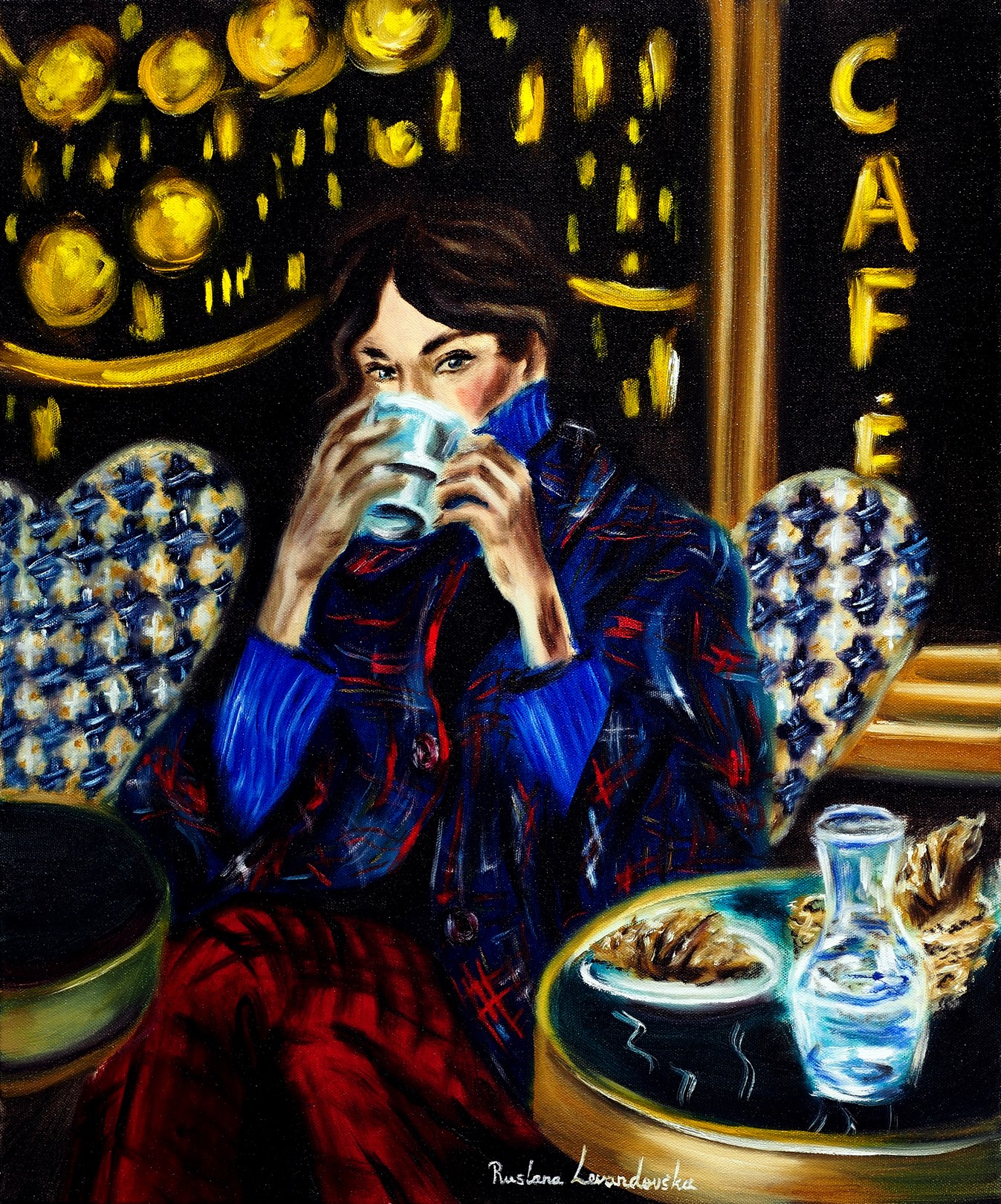 Ruslana Levandovska, Woman at a Parisian Terrace Ruslana Levandovska, Woman at a Parisian Terrace