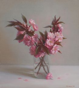 Painting, Japanese cherry. Original oil painting, Irina Trushkova