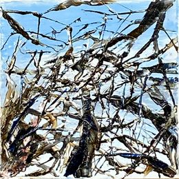 Gemälde, Looking up the tree trunks, Frank De Blok