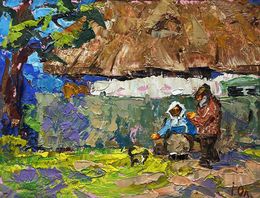 Gemälde, Quiet village conversation, Ivanyuk Oleksiy